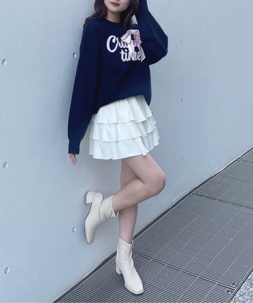 one way（ワンウェイ）の「リボンロゴジャガードニット（ニット/セーター・レディース・レッド/ネイビー/ホワイト/グレー・FREE）」の11枚目の写真