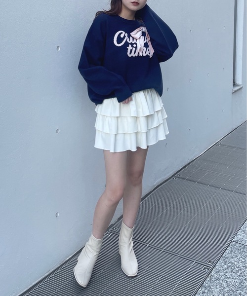 one way（ワンウェイ）の「リボンロゴジャガードニット（ニット/セーター・レディース・レッド/ネイビー/ホワイト/グレー・FREE）」の13枚目の写真