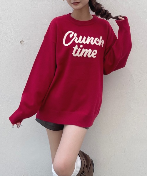 one way（ワンウェイ）の「リボンロゴジャガードニット（ニット/セーター・レディース・レッド/ネイビー/ホワイト/グレー・FREE）」の18枚目の写真