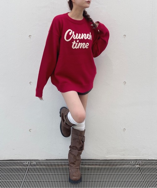 one way（ワンウェイ）の「リボンロゴジャガードニット（ニット/セーター・レディース・レッド/ネイビー/ホワイト/グレー・FREE）」の21枚目の写真