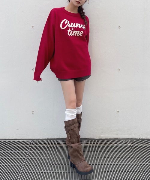 one way（ワンウェイ）の「リボンロゴジャガードニット（ニット/セーター・レディース・レッド/ネイビー/ホワイト/グレー・FREE）」の22枚目の写真