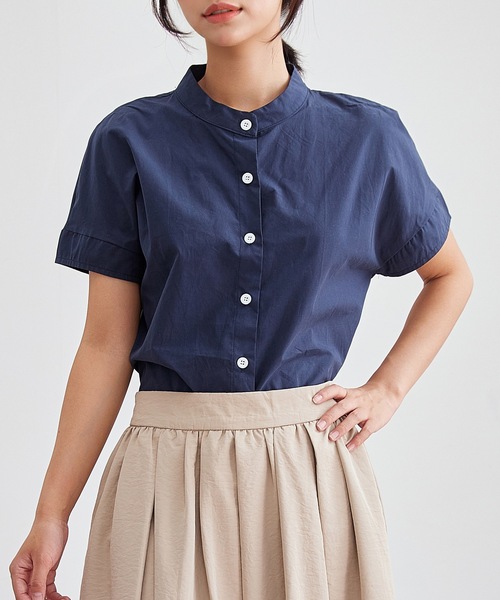 Lace Ladies(レースレディース)の「バンドカラー 前開き 半袖 ベーシック シャツ(シャツ/ブラウス・レディース・ネイビー/ホワイト/ブラック/アイボリー・S/FREE)」の22枚目の写真