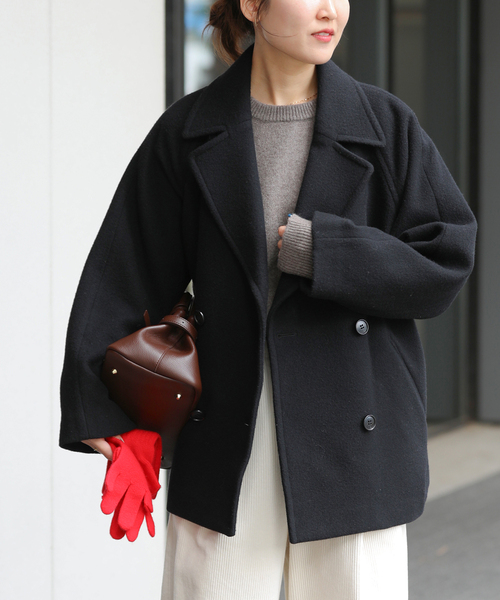 JOURNAL STANDARD relume（ジャーナルスタンダード　レリューム）の「《WEB限定》尾州ウールショートPコート（ピーコート・レディース・チャコールグレー/ブラック・38/36）」の7枚目の写真