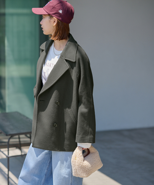 新品 ジャーナルスタンダードレリューム 尾州ウールショートPコート ブラック36 JOURNAL STANDARD relume｜《WEB限定》[25AW新作]尾州ウール