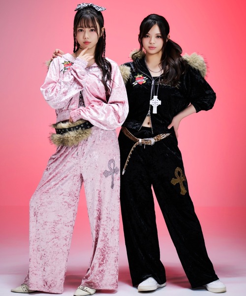 A'GEM/9 × .kom 『A'GEM/9/エージェムナイン』 Ed Hardy ベロアパンツ