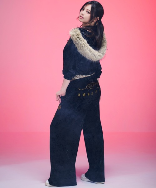 A'GEM/9 × .kom 『A'GEM/9/エージェムナイン』 Ed Hardy ベロアパンツ