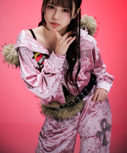 A'GEM/9 × .kom 『A'GEM/9/エージェムナイン』 Ed Hardy ベロアパンツ