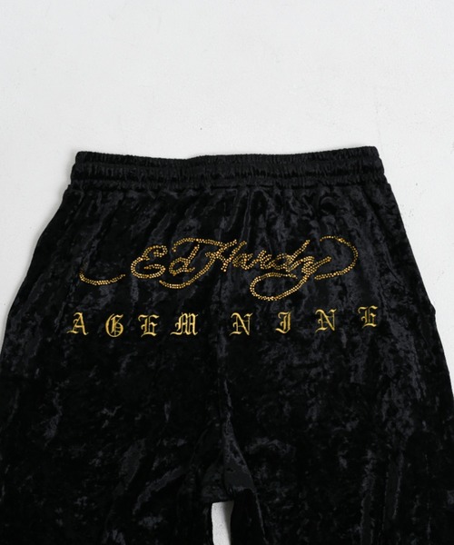 A'GEM/9 × .kom 『A'GEM/9/エージェムナイン』 Ed Hardy ベロアパンツ