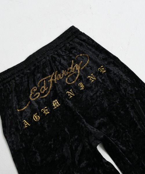 A'GEM/9 × .kom 『A'GEM/9/エージェムナイン』 Ed Hardy ベロアパンツ
