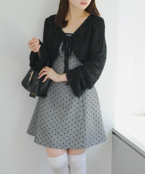 Another Branch olive des olive(アナザーブランチオリーブデオリーブ)の「【シャギーカーデセット】ミニジャンスカ(ワンピース・レディース・ブラック系その他/ブラック/グレー系その他2・FREE)」の3枚目の写真