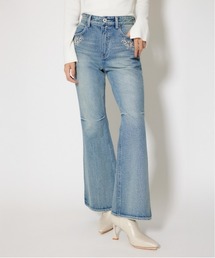 rienda | フラワー刺繍ブーツカットデニムパンツ 秋服 冬服(デニムパンツ)