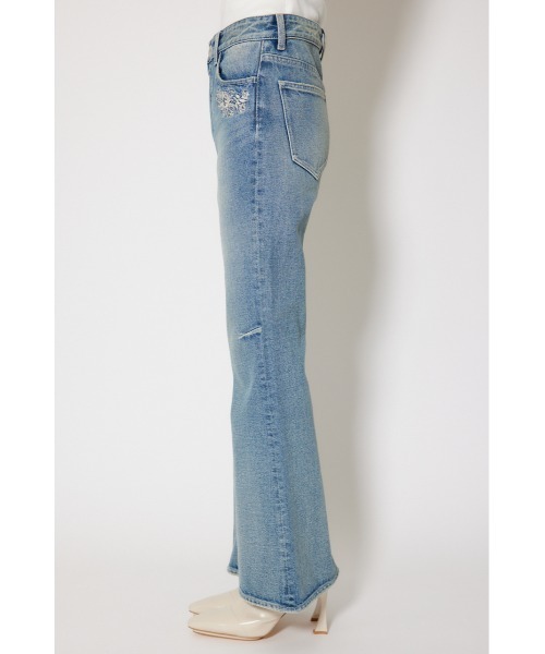 セール】フラワー刺繍ブーツカットデニムパンツ 秋服 冬服（デニム