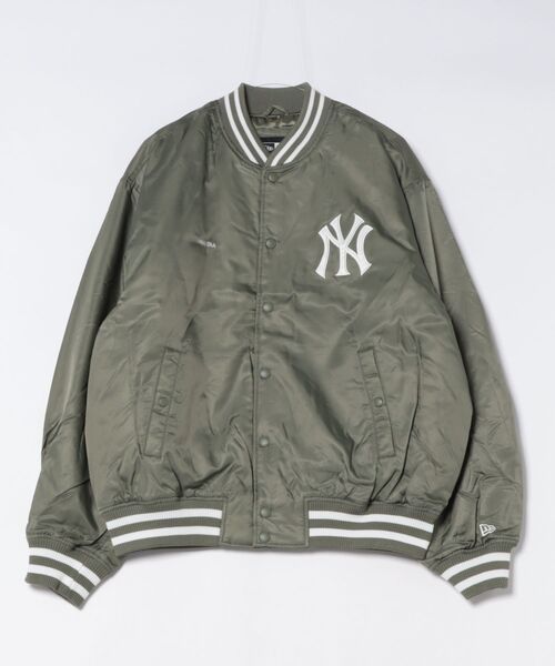 NEW ERA(ニューエラ)の「NEW ERA/ニューエラ AP MLB NYLON JP ジャケット 14745642/14745643(スタジャン・メンズ・グリーン/グレー・L/XL/M)」の2枚目の写真