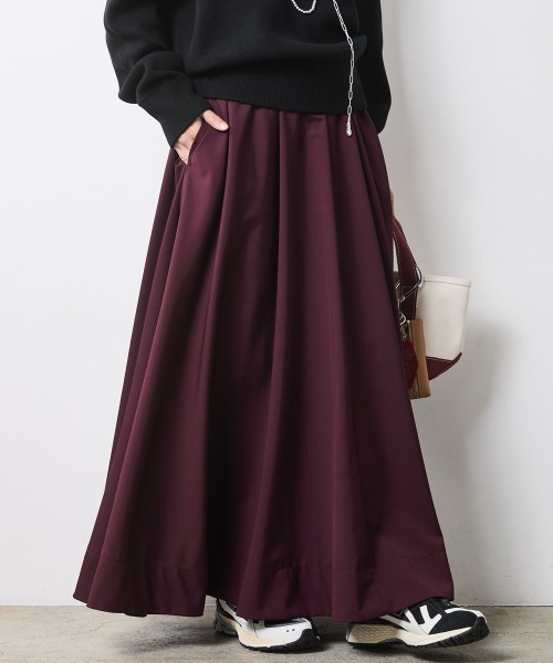 CHIC STYLE（シックスタイル）の「フレアマキシスカート＜大きいサイズ有＞シックスタイル（スカート・レディース・グレー/アイボリー系/ブラック/ボルドー・L/M/5L/4L/3L/LL）」の4枚目の写真