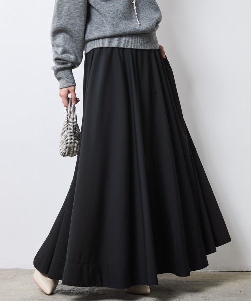 CHIC STYLE（シックスタイル）の「フレアマキシスカート＜大きいサイズ有＞シックスタイル（スカート・レディース・グレー/アイボリー系/ブラック/ボルドー・L/M/5L/4L/3L/LL）」の2枚目の写真