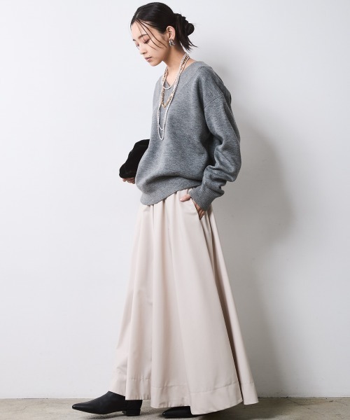 CHIC STYLE（シックスタイル）の「フレアマキシスカート＜大きいサイズ有＞シックスタイル（スカート・レディース・グレー/アイボリー系/ブラック/ボルドー・L/M/5L/4L/3L/LL）」の22枚目の写真