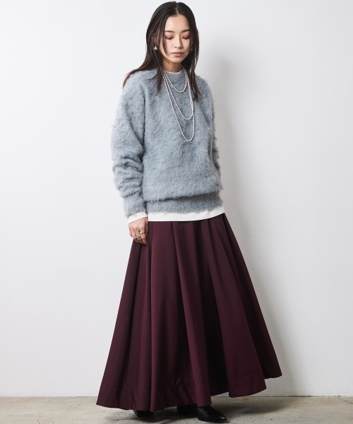 CHIC STYLE（シックスタイル）の「フレアマキシスカート＜大きいサイズ有＞シックスタイル（スカート・レディース・グレー/アイボリー系/ブラック/ボルドー・L/M/5L/4L/3L/LL）」の6枚目の写真