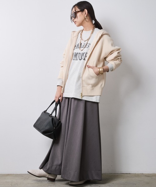 CHIC STYLE（シックスタイル）の「フレアマキシスカート＜大きいサイズ有＞シックスタイル（スカート・レディース・グレー/アイボリー系/ブラック/ボルドー・L/M/5L/4L/3L/LL）」の9枚目の写真