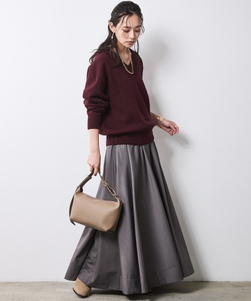 CHIC STYLE（シックスタイル）の「フレアマキシスカート＜大きいサイズ有＞シックスタイル（スカート・レディース・グレー/アイボリー系/ブラック/ボルドー・L/M/5L/4L/3L/LL）」の10枚目の写真