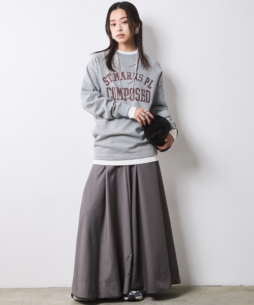 CHIC STYLE（シックスタイル）の「フレアマキシスカート＜大きいサイズ有＞シックスタイル（スカート・レディース・グレー/アイボリー系/ブラック/ボルドー・L/M/5L/4L/3L/LL）」の15枚目の写真