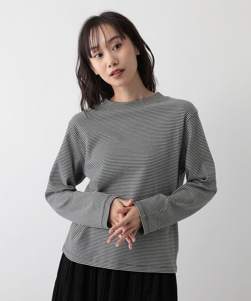 FOUND GOOD（ファウンドグッド）の「あったか綿ハイネックロンT（Tシャツ/カットソー・レディース・グレー系/ベージュ/ブルー系2/ホワイト系5/ブラック/グレー系8/ピンク系2・L/S/M）」の3枚目の写真