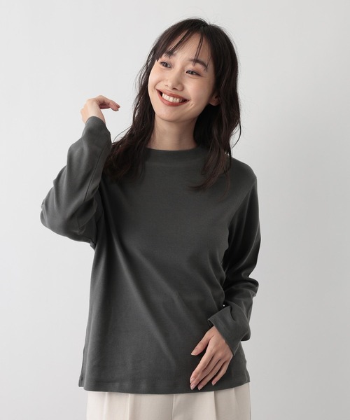 FOUND GOOD（ファウンドグッド）の「あったか綿ハイネックロンT（Tシャツ/カットソー・レディース・グレー系/ベージュ/ブルー系2/ホワイト系5/ブラック/グレー系8/ピンク系2・L/S/M）」の4枚目の写真