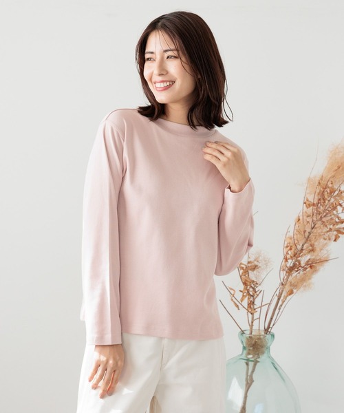 FOUND GOOD（ファウンドグッド）の「あったか綿ハイネックロンT（Tシャツ/カットソー・レディース・グレー系/ベージュ/ブルー系2/ホワイト系5/ブラック/グレー系8/ピンク系2・L/S/M）」の7枚目の写真