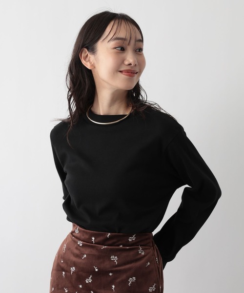 FOUND GOOD（ファウンドグッド）の「あったか綿ハイネックロンT（Tシャツ/カットソー・レディース・グレー系/ベージュ/ブルー系2/ホワイト系5/ブラック/グレー系8/ピンク系2・L/S/M）」の2枚目の写真