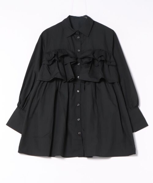 STYLEBLOCK（スタイルブロック）の「ブロードフリルチュニックブラウス（シャツ/ブラウス・レディース・ブラウン/チャコールグレー/ブラック・M）」の5枚目の写真