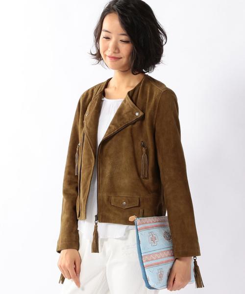 coen（コーエン）の「ゴートスエードライダースジャケット（ライダースジャケット・レディース・ブラウン・SMALL/MEDIUM）」の3枚目の写真