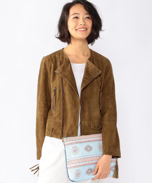 coen（コーエン）の「ゴートスエードライダースジャケット（ライダースジャケット・レディース・ブラウン・SMALL/MEDIUM）」の4枚目の写真