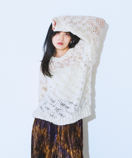 JEANASIS（ジーナシス）の「1.5G BIGスラブプルオーバー/603864（ニット/セーター・レディース・オフホワイト/ブラック・FREE）」の2枚目の写真