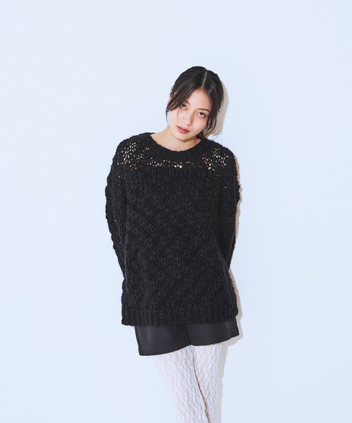 JEANASIS（ジーナシス）の「1.5G BIGスラブプルオーバー/603864（ニット/セーター・レディース・オフホワイト/ブラック・FREE）」の16枚目の写真