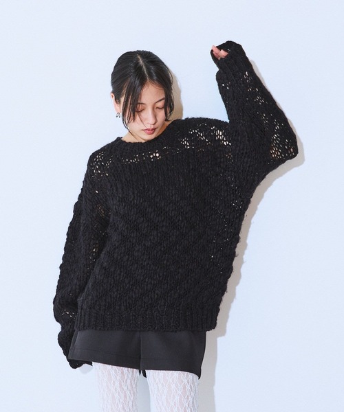 JEANASIS（ジーナシス）の「1.5G BIGスラブプルオーバー/603864（ニット/セーター・レディース・オフホワイト/ブラック・FREE）」の14枚目の写真