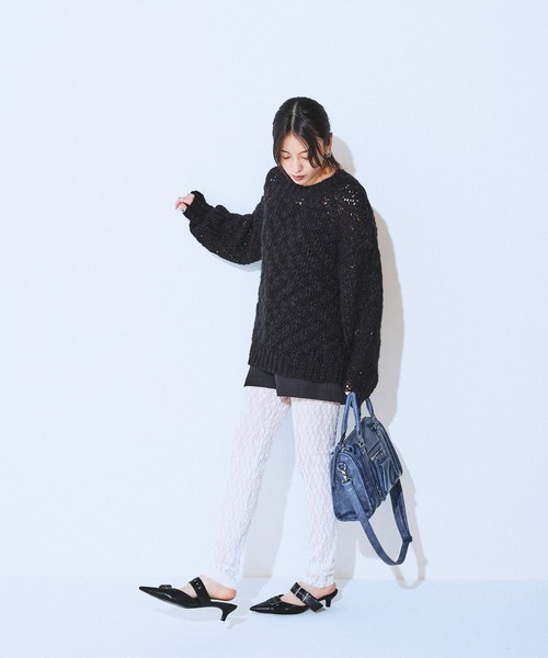 JEANASIS（ジーナシス）の「1.5G BIGスラブプルオーバー/603864（ニット/セーター・レディース・オフホワイト/ブラック・FREE）」の11枚目の写真