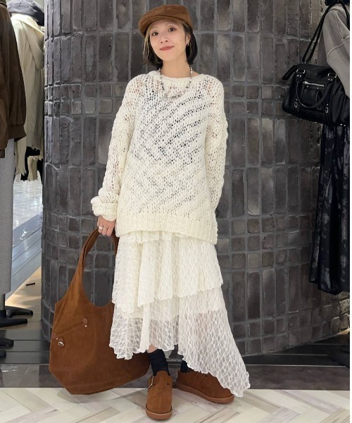 JEANASIS（ジーナシス）の「1.5G BIGスラブプルオーバー/603864（ニット/セーター・レディース・オフホワイト/ブラック・FREE）」の18枚目の写真