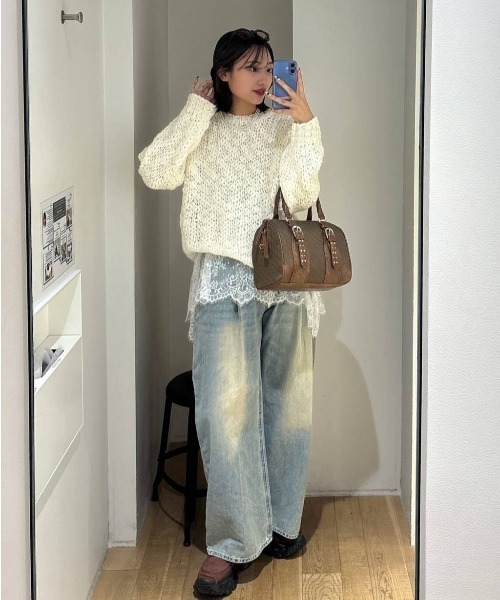 JEANASIS（ジーナシス）の「1.5G BIGスラブプルオーバー/603864（ニット/セーター・レディース・オフホワイト/ブラック・FREE）」の21枚目の写真