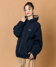 ダークブルー フード付きナイロンジャケット メンズのナイロンジャケット（ブルー・ネイビー/青色系・フード