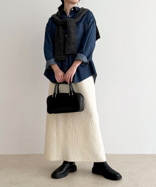 fredy emue(フレディエミュ)の「レオパードジャガードスカート(スカート・レディース・ベージュ/オフホワイト/チャコールグレー・38)」の9枚目の写真