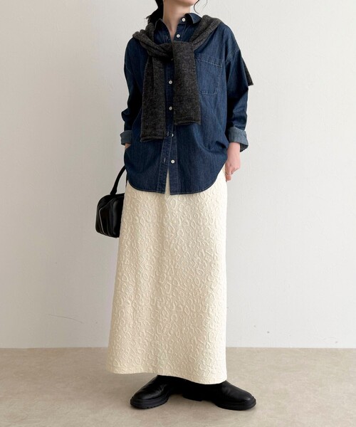 fredy emue(フレディエミュ)の「レオパードジャガードスカート(スカート・レディース・ベージュ/オフホワイト/チャコールグレー・38)」の10枚目の写真