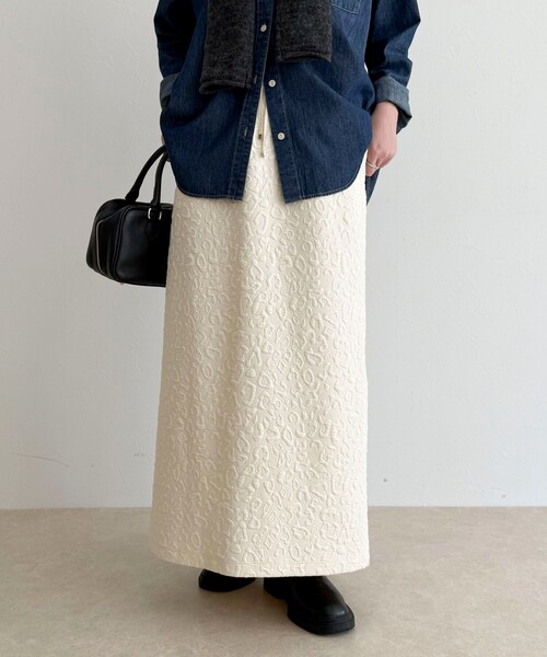 fredy emue(フレディエミュ)の「レオパードジャガードスカート(スカート・レディース・ベージュ/オフホワイト/チャコールグレー・38)」の12枚目の写真