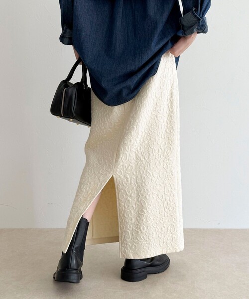 fredy emue(フレディエミュ)の「レオパードジャガードスカート(スカート・レディース・ベージュ/オフホワイト/チャコールグレー・38)」の13枚目の写真