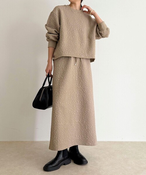 fredy emue(フレディエミュ)の「レオパードジャガードスカート(スカート・レディース・ベージュ/オフホワイト/チャコールグレー・38)」の16枚目の写真