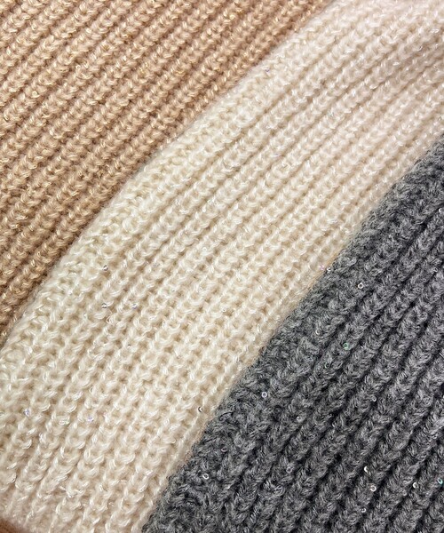 23区 L(ニジュウサンクオオキイサイズ)の「【洗える】スパンコールバルキー クロップド ニット(ニット/セーター・レディース・ベージュ系/グレー系/アイボリー系・46/44)」の14枚目の写真