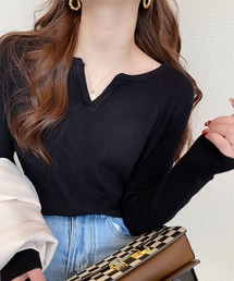 Vネック ライトニット