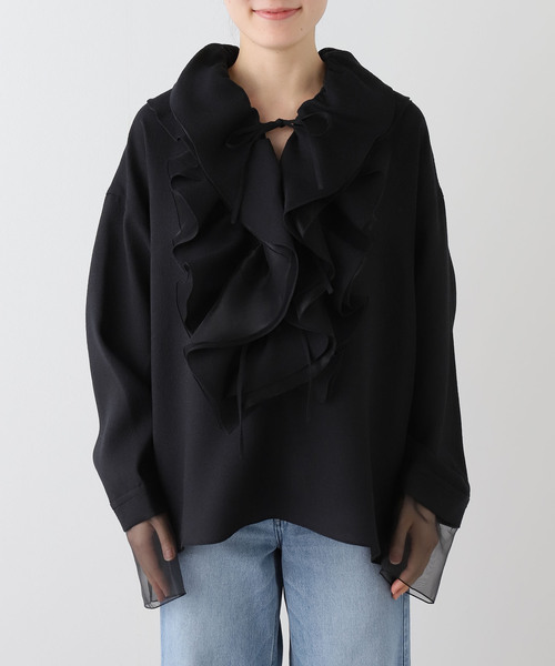 MIOSMOKEY（MIOSMOKEY）の「【MIOSMOKEY】RUFFLE BLOUSE（シャツ/ブラウス・レディース・ブラック/ホワイト・38）」の10枚目の写真