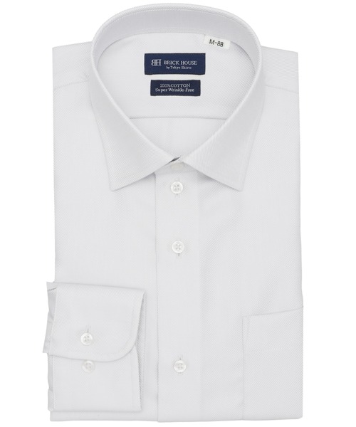 TOKYO SHIRTS(トウキョウシャツ)の「【超形態安定】 形態安定ノンアイロン ワイド 長袖ビジネスワイシャツ(大きいサイズ・長いサイズ)(ビジネスシャツ・メンズ・グレー・首回り42cm-裄丈90cm/首回り43cm-裄丈90cm/首回り45cm-裄丈82cm/首回り45cm-裄丈86cm/首回り45cm-裄丈90cm/首回り47cm-裄丈86cm/首回り47cm-裄丈90cm/首回り39cm-裄丈88cm/首回り41cm-裄丈90cm)」の1枚目の写真