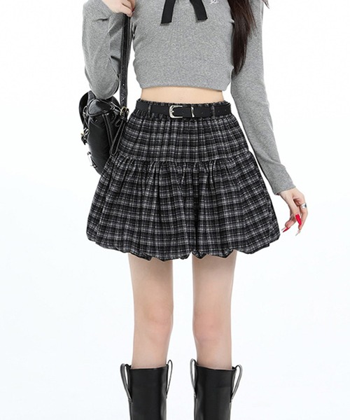 Nia（ニア）の「Nia(ニア)/【ベルト付属】チェック柄バルーンスカート（スカート・レディース・ブラック/ブラウン/ネイビー・SMALL/MEDIUM）」の11枚目の写真