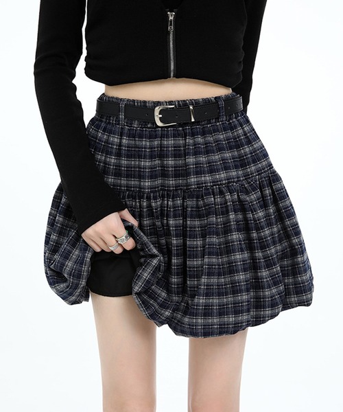 Nia（ニア）の「Nia(ニア)/【ベルト付属】チェック柄バルーンスカート（スカート・レディース・ブラック/ブラウン/ネイビー・SMALL/MEDIUM）」の20枚目の写真