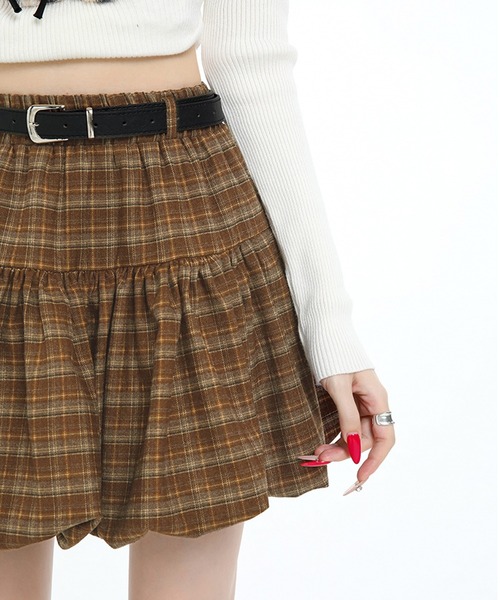 Nia（ニア）の「Nia(ニア)/【ベルト付属】チェック柄バルーンスカート（スカート・レディース・ブラック/ブラウン/ネイビー・SMALL/MEDIUM）」の16枚目の写真
